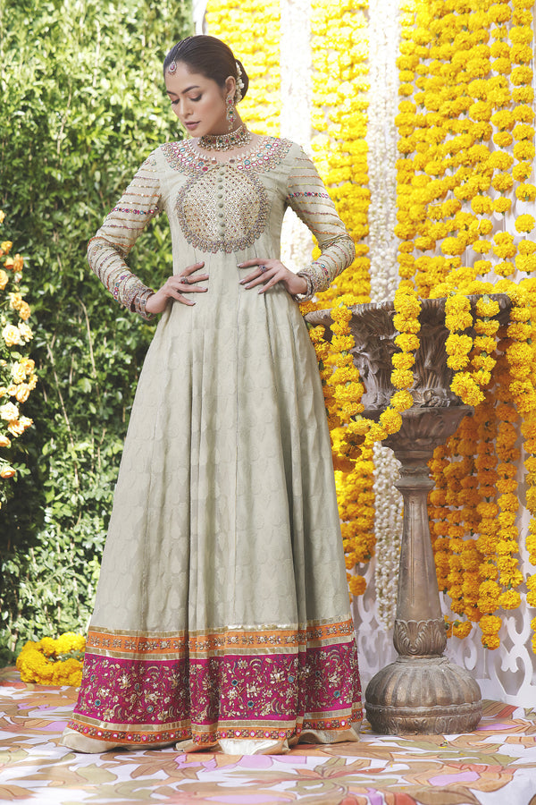 Wahajmbegum | Mehrunnisa Wedding Formals | MINT HYDERABADI GOWN - Pakistani Clothes for women, in United Kingdom and United States