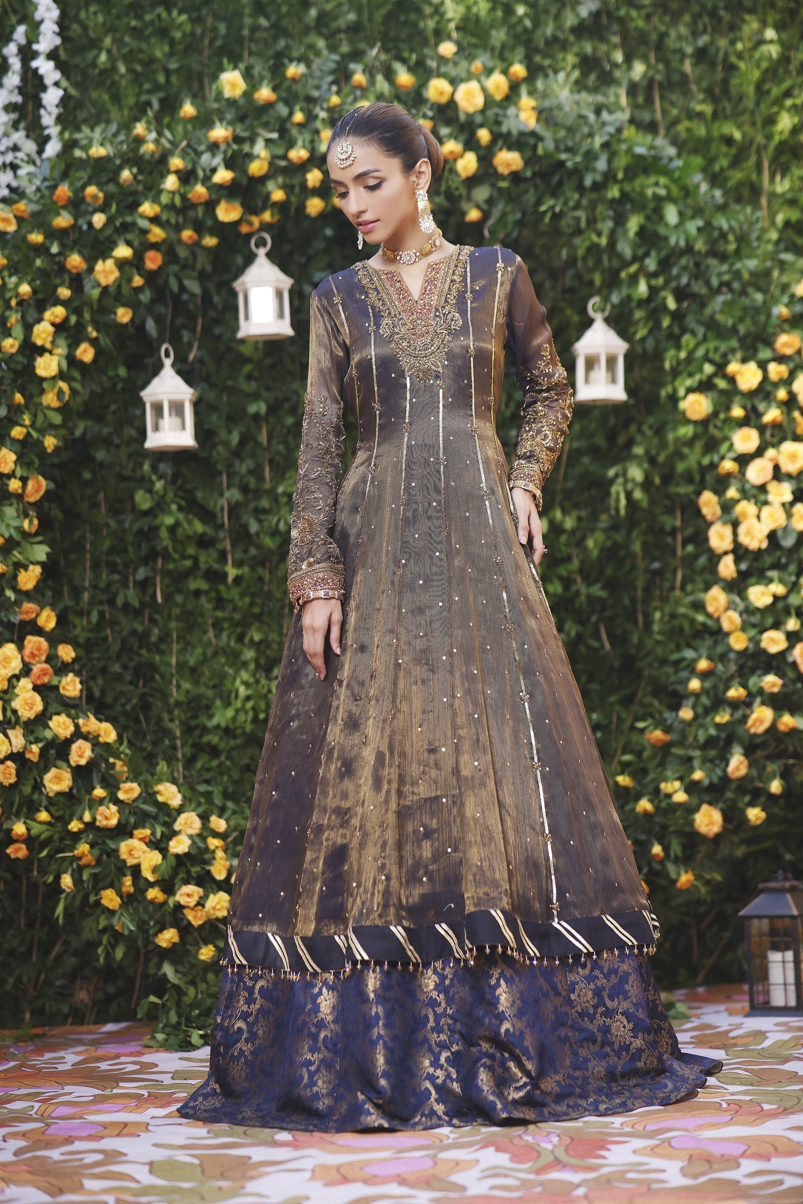 Wahajmbegum | Mehrunnisa Wedding Formals | NAVY MEHSURI ANARKALI - Pakistani Clothes for women, in United Kingdom and United States