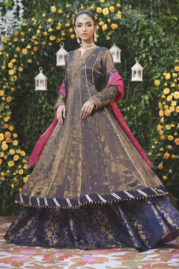 Wahajmbegum | Mehrunnisa Wedding Formals | NAVY MEHSURI ANARKALI - Pakistani Clothes for women, in United Kingdom and United States