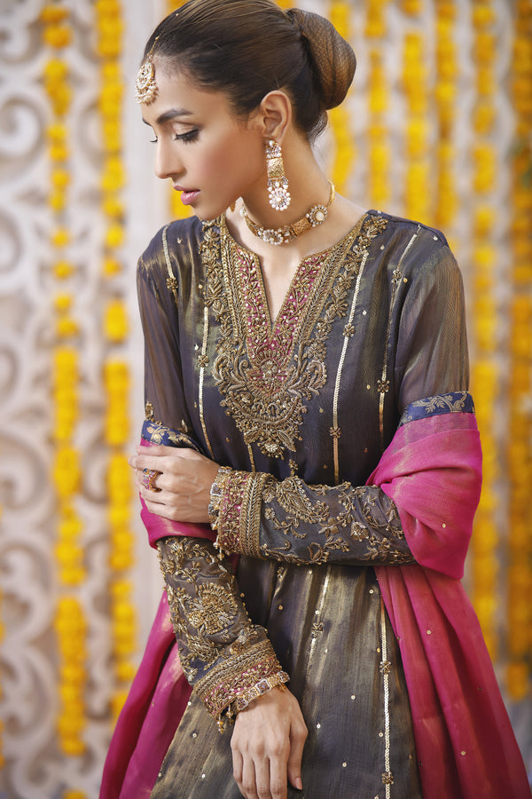 Wahajmbegum | Mehrunnisa Wedding Formals | NAVY MEHSURI ANARKALI - Pakistani Clothes for women, in United Kingdom and United States