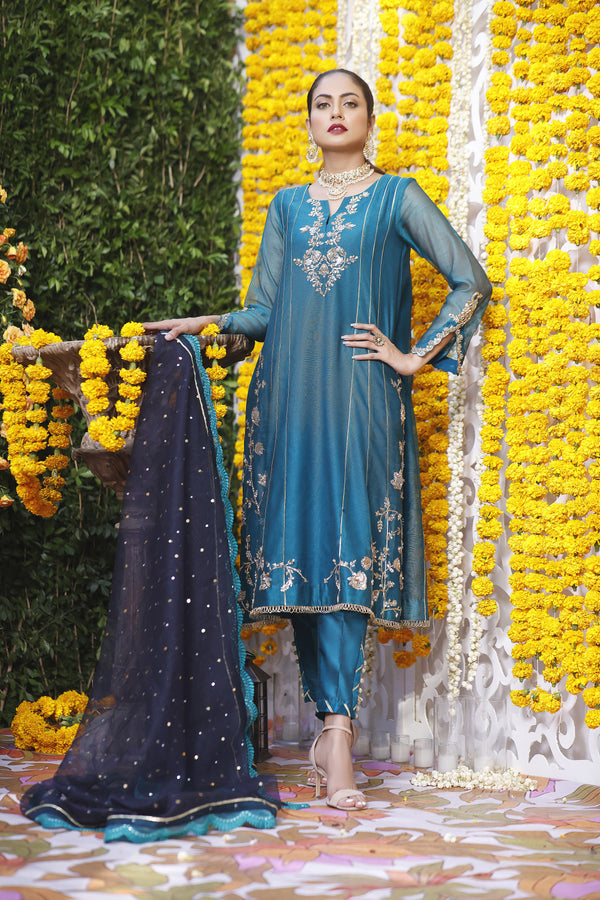 Wahajmbegum | Mehrunnisa Wedding Formals | TURQUOISE PANEL OUTFIT - Pakistani Clothes for women, in United Kingdom and United States