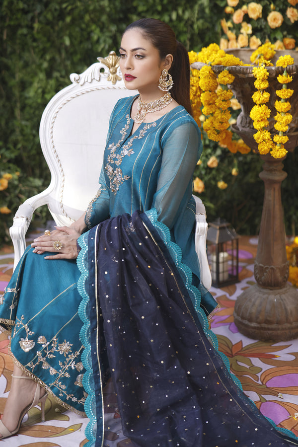 Wahajmbegum | Mehrunnisa Wedding Formals | TURQUOISE PANEL OUTFIT - Pakistani Clothes for women, in United Kingdom and United States