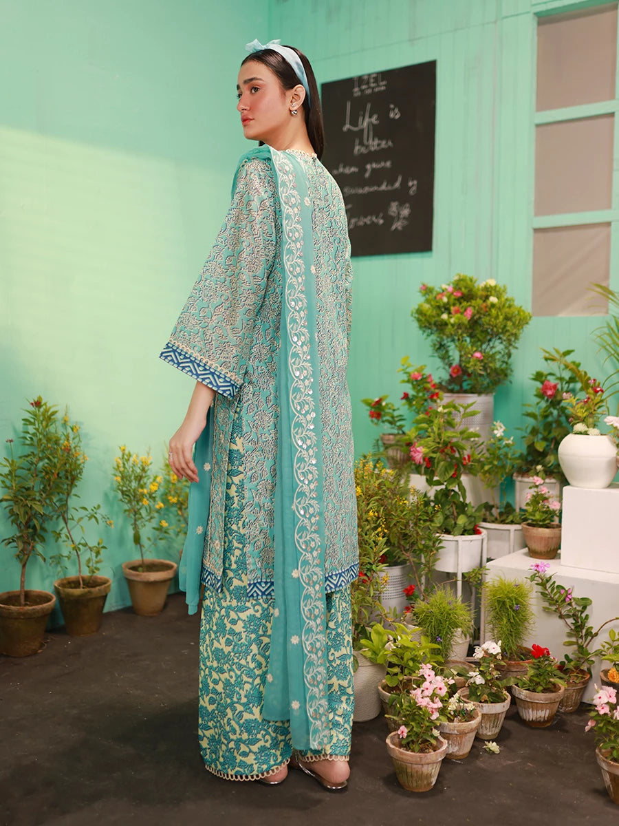 Salitex | Izel Lawn 24 | SKY BLOOM - LUXURY LAWN EMBROIDERED SUIT