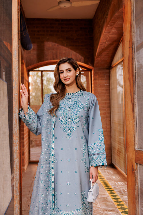 Farasha | Dastoor Embroidered Lawn SS24 | BERYL GREY - Pakistani Clothes for women, in United Kingdom and United States