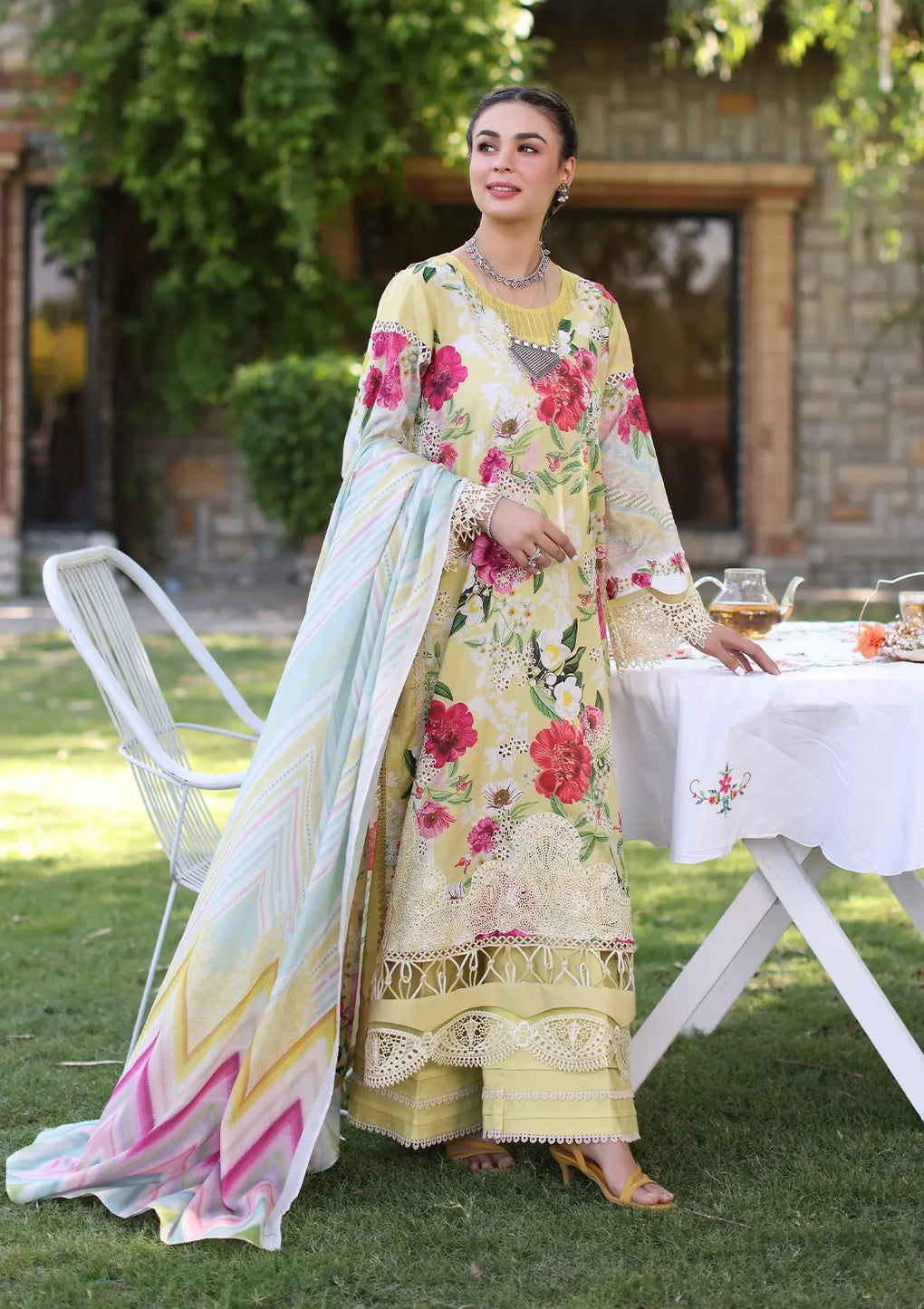 Elaf Premium | Prints Chikankari 24 | 06A SUNSHINE BOUQUET - Pakistani Clothes for women, in United Kingdom and United States