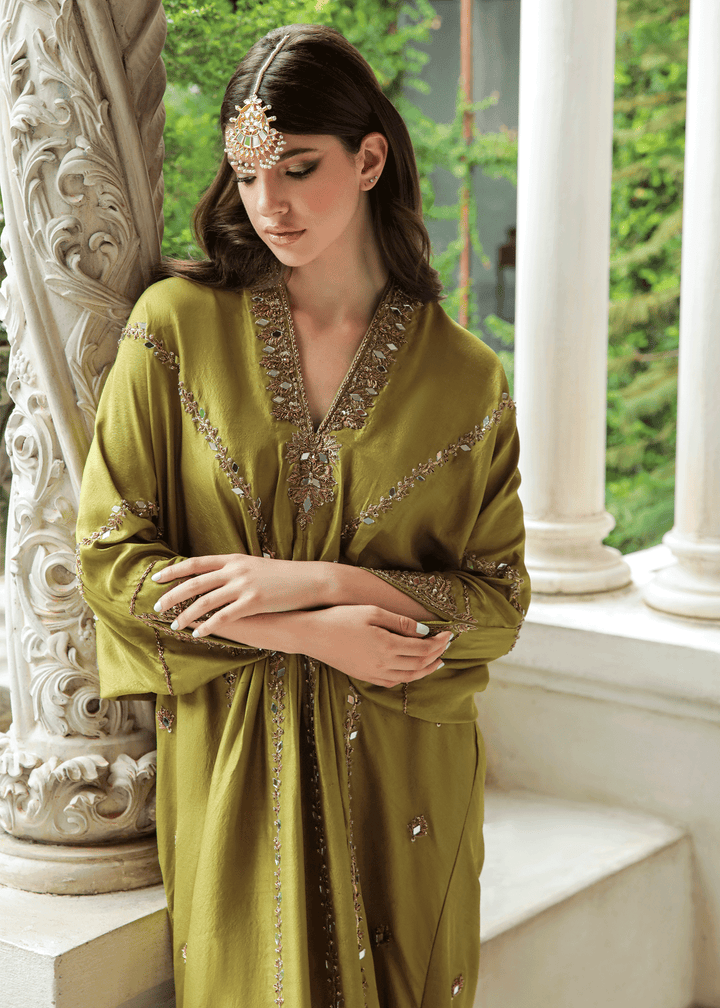 Purple Haze Pret Studio | Apsara Formals | Sheen Green Kaftan - Pakistani Clothes for women, in United Kingdom and United States