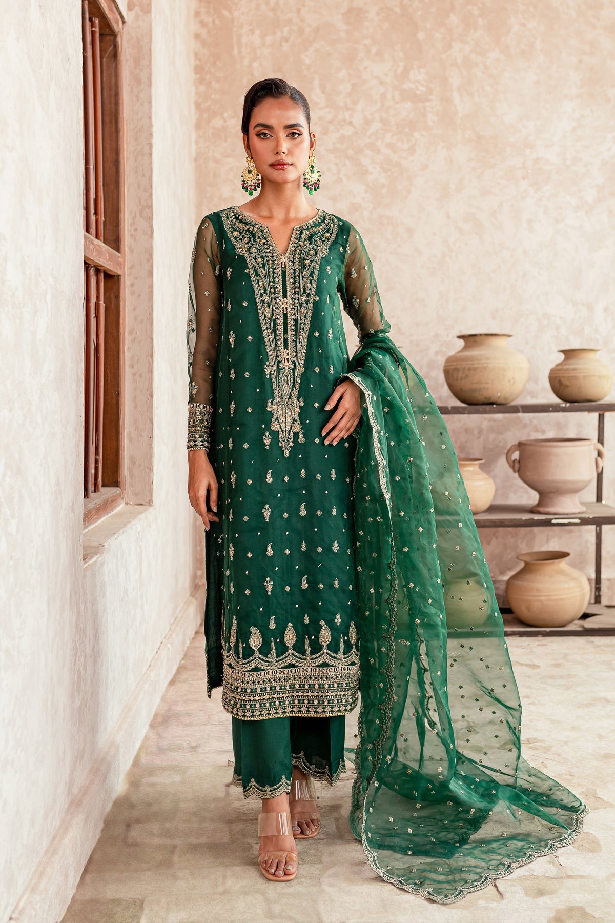 Batik | Desire Formal Dresses | Pine Green - Pakistani Clothes for women, in United Kingdom and United States