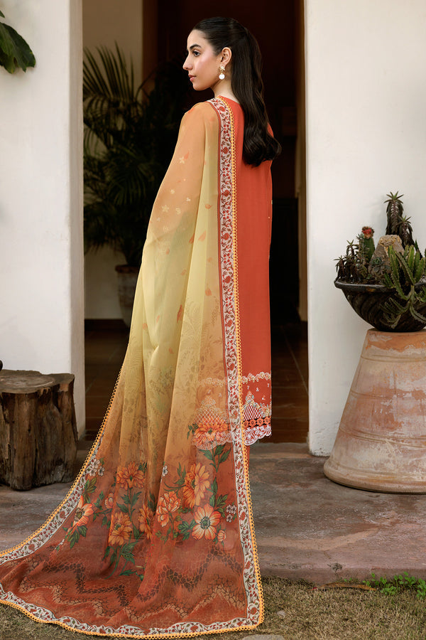Farasha | Summer Weaves Embroidered Lawn | Orange Petal
