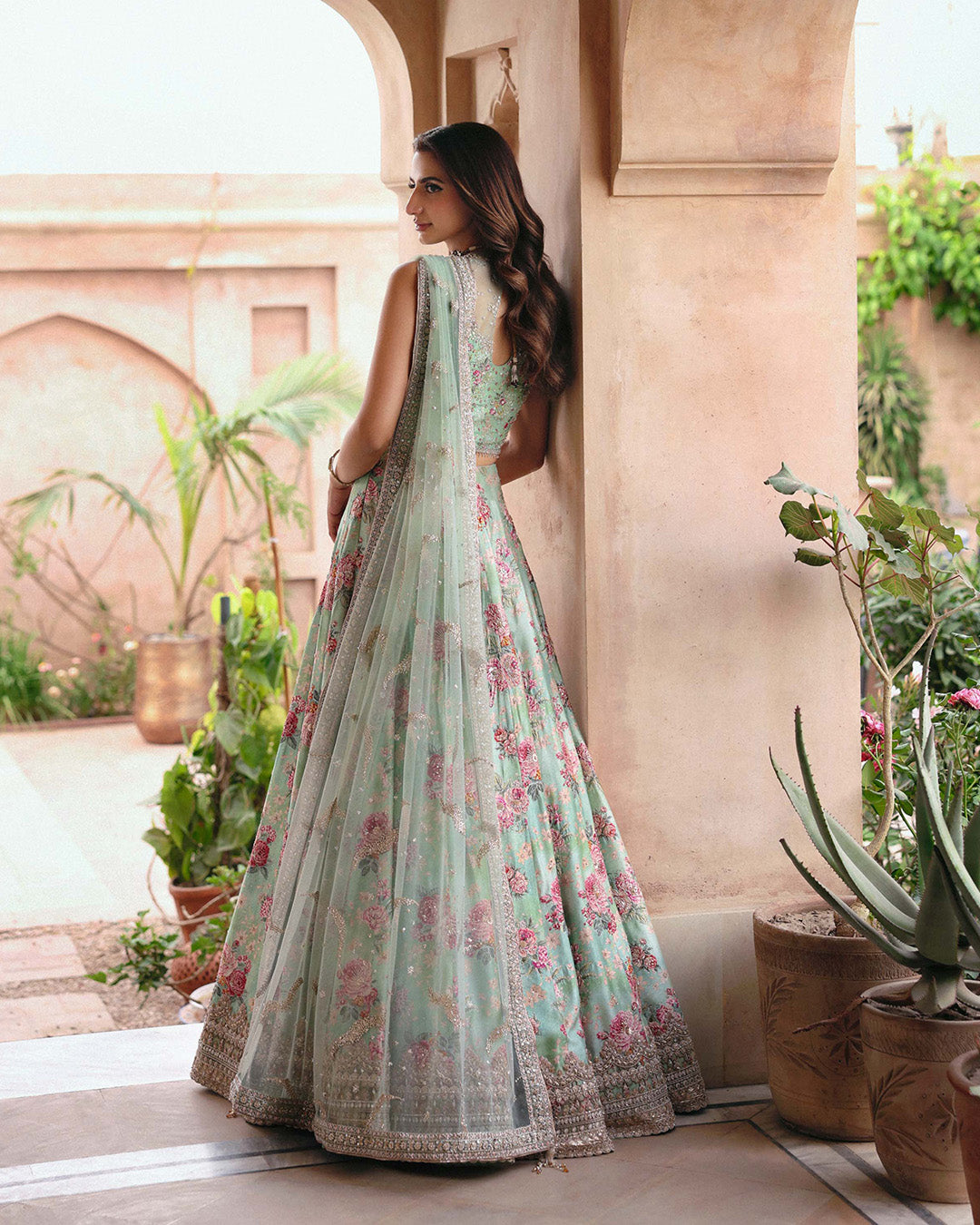 faiza saqlain green dress Faiza Saqlain | Roim Silk Edit | Gomana main image 0