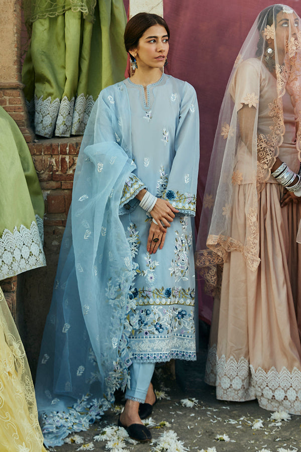 Cross Stitch | Premium Lawn 24 | CERULEAN ORNATE - Hoorain Designer Wear - Pakistani Ladies Branded Stitched Clothes in United Kingdom, United states, CA and Australia