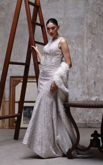 Threads and Motifs | Formal Dresses 25 | Net Embroidered Dress