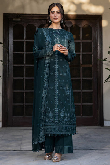 Farasha | Summer Weaves Embroidered Lawn | Teal Serenity