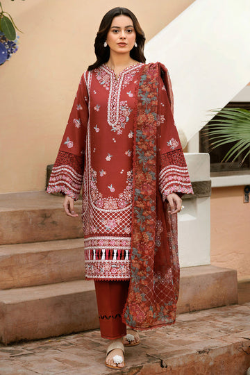 Farasha | Summer Weaves Embroidered Lawn | Russet Flames