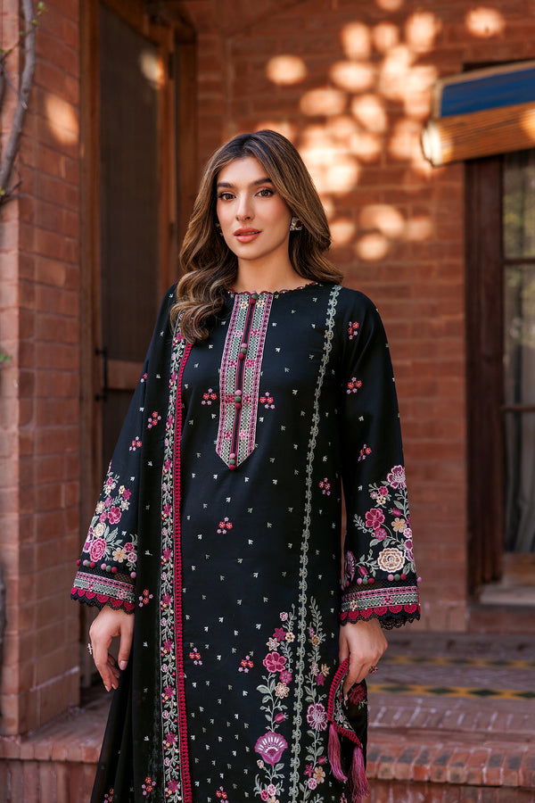 Farasha | Dastoor Embroidered Lawn SS24 | ORNATE NOIR - Pakistani Clothes for women, in United Kingdom and United States