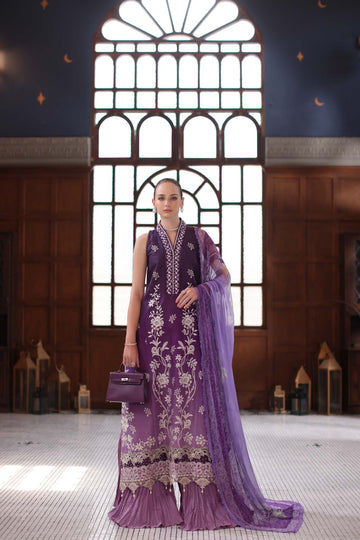 Noor by Saadia Asad | Eid Luxury Schiffli Laserkari 25 | D9- Purple