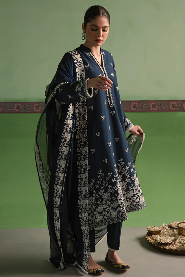 Cross Stitch | Chikankari Lawn | INSIGNIA BLUE - Hoorain Designer Wear - Pakistani Ladies Branded Stitched Clothes in United Kingdom, United states, CA and Australia