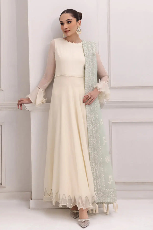 Alizeh | Formals Collection | Off White Dress 3 piece - RTW1007 - Hoorain Designer Wear - Pakistani Ladies Branded Stitched Clothes in United Kingdom, United states, CA and Australia