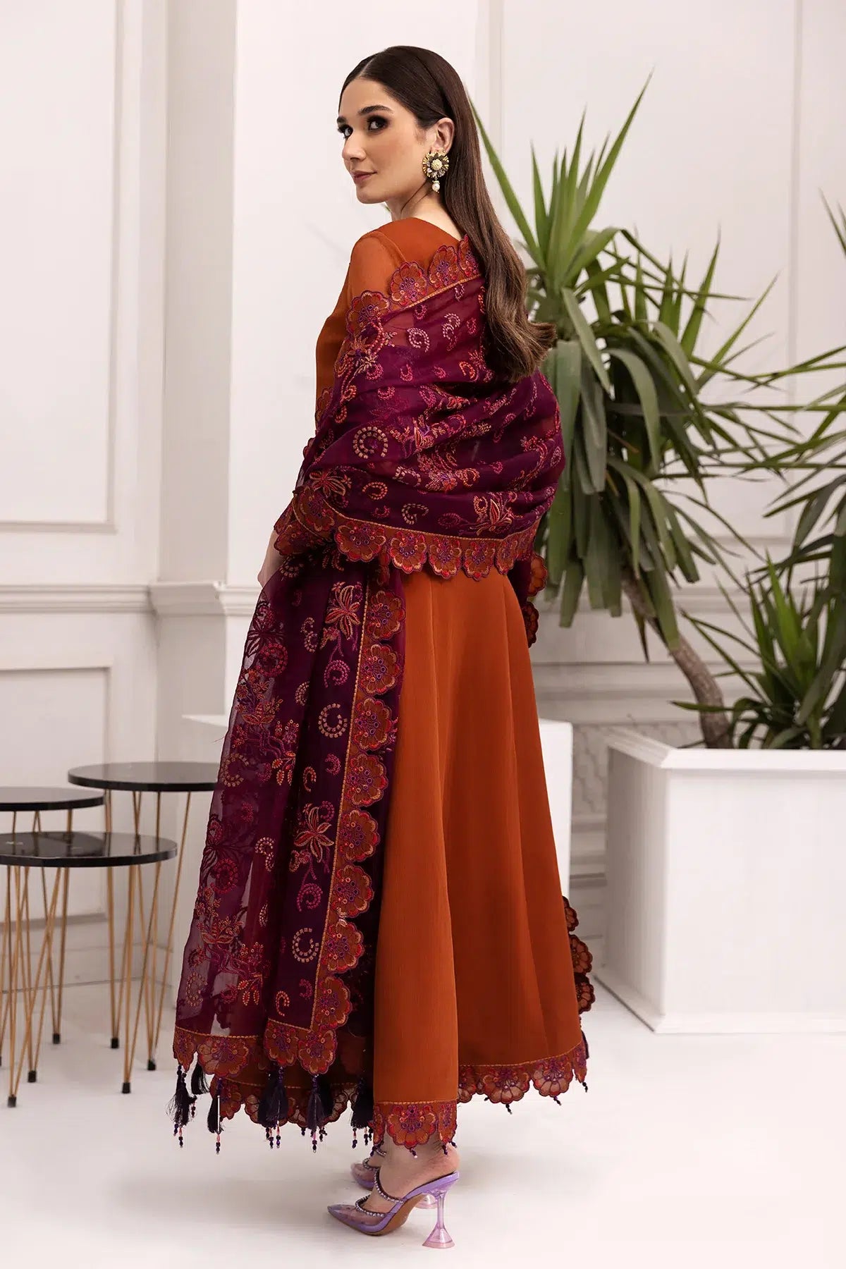 Alizeh | Formals Collection | Rust Dress 3 piece - RTW1011 - Pakistani Clothes for women, in United Kingdom and United States