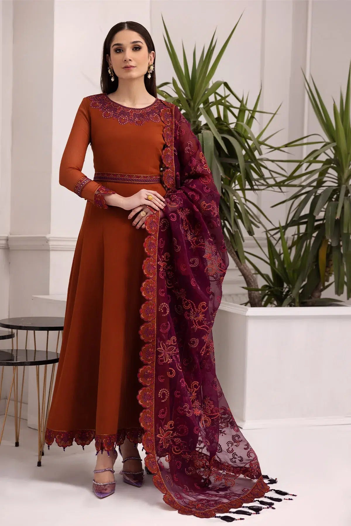 Alizeh | Formals Collection | Rust Dress 3 piece - RTW1011 - Pakistani Clothes for women, in United Kingdom and United States