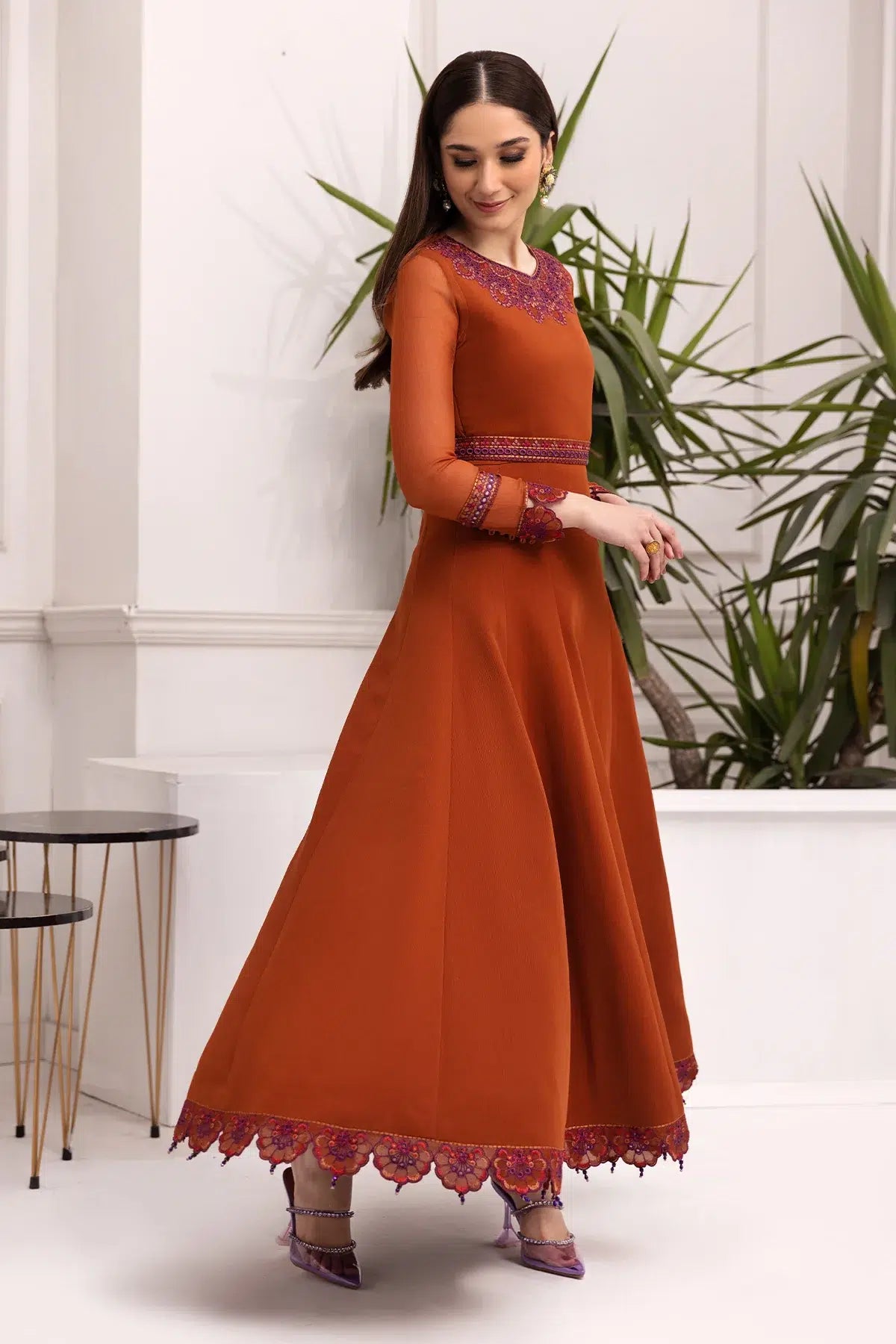 Alizeh | Formals Collection | Rust Dress 3 piece - RTW1011 - Pakistani Clothes for women, in United Kingdom and United States