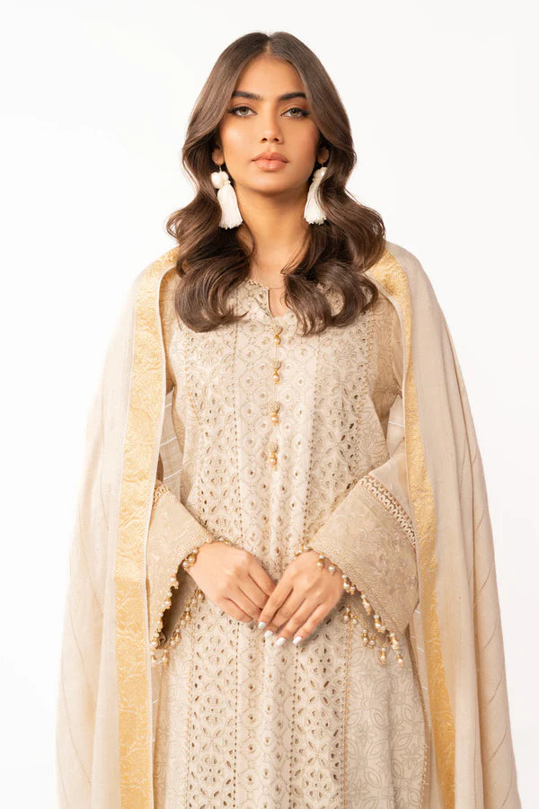 Alkaram | Shawl Collection | Cream - Hoorain Designer Wear - Pakistani Ladies Branded Stitched Clothes in United Kingdom, United states, CA and Australia