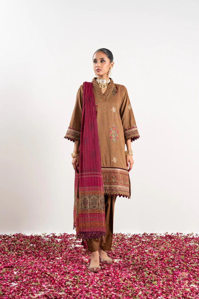 Alkaram | Festive Collection | FC-W-14D-23-3-Brown - Hoorain Designer Wear - Pakistani Ladies Branded Stitched Clothes in United Kingdom, United states, CA and Australia