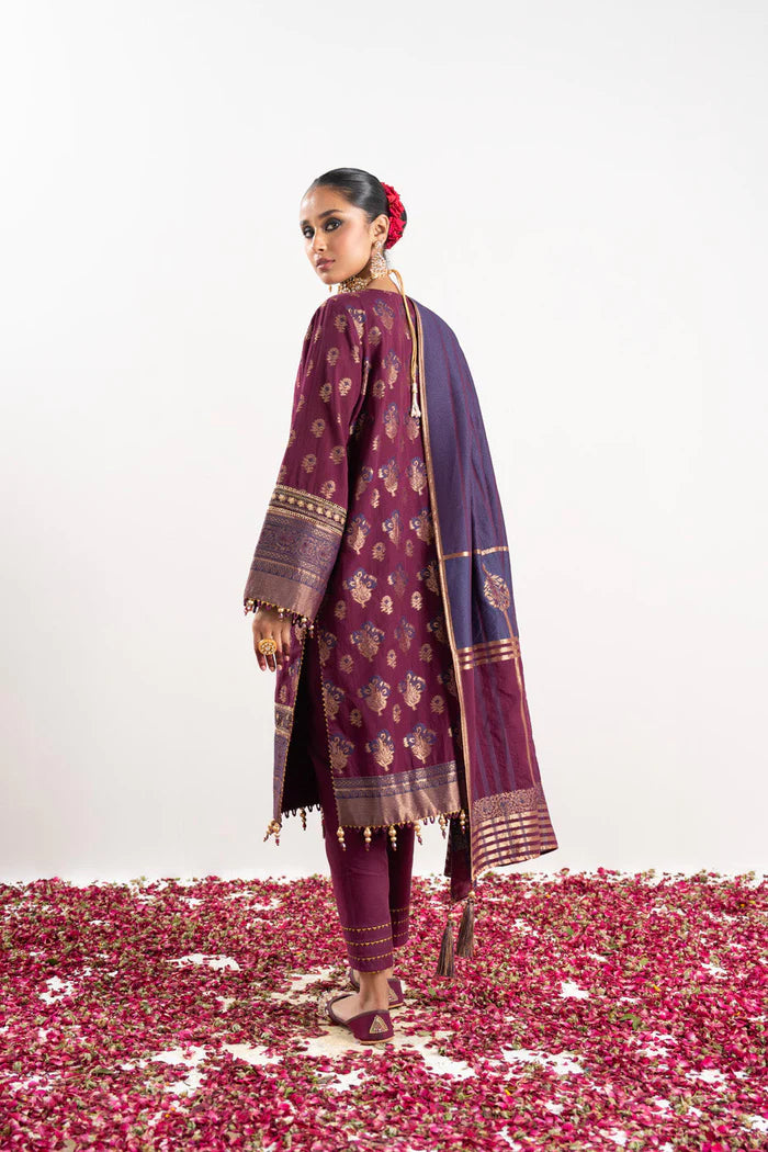 Alkaram | Festive Collection | FC-W-1A-23-3-Plum - Hoorain Designer Wear - Pakistani Ladies Branded Stitched Clothes in United Kingdom, United states, CA and Australia