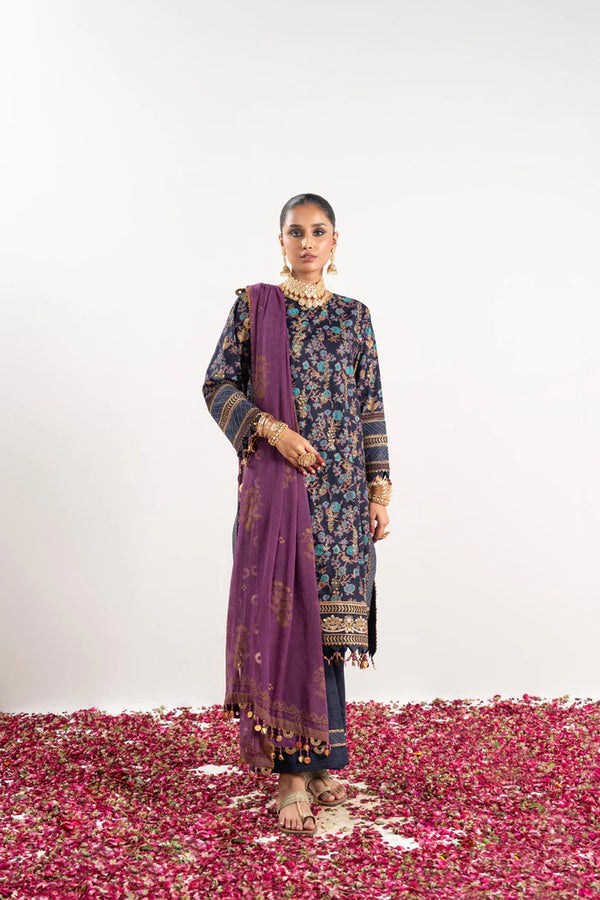 Alkaram | Festive Collection | FC-W-17F-23-3-Navy Blue - Hoorain Designer Wear - Pakistani Designer Clothes for women, in United Kingdom, United states, CA and Australia