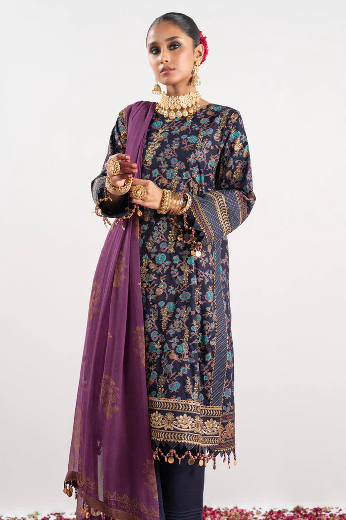 Alkaram | Festive Collection | FC-W-17F-23-3-Navy Blue - Hoorain Designer Wear - Pakistani Ladies Branded Stitched Clothes in United Kingdom, United states, CA and Australia