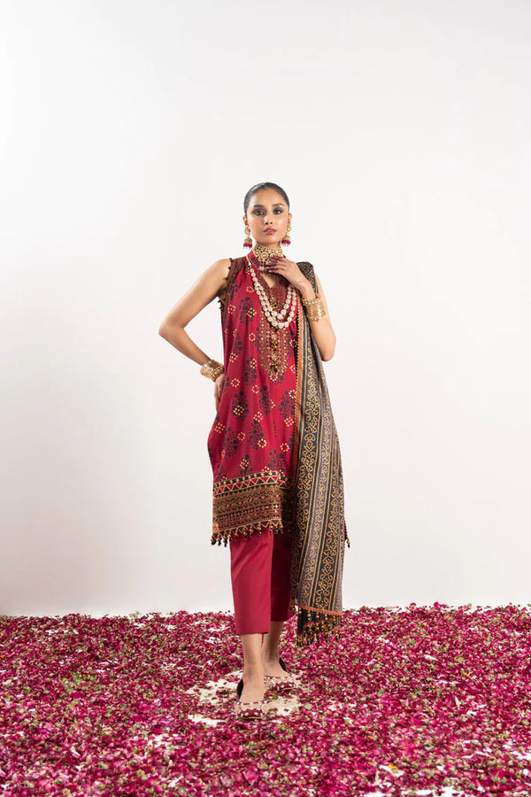 Alkaram | Festive Collection |  FC-W-20G-23-3-Ruby Red - Hoorain Designer Wear - Pakistani Ladies Branded Stitched Clothes in United Kingdom, United states, CA and Australia