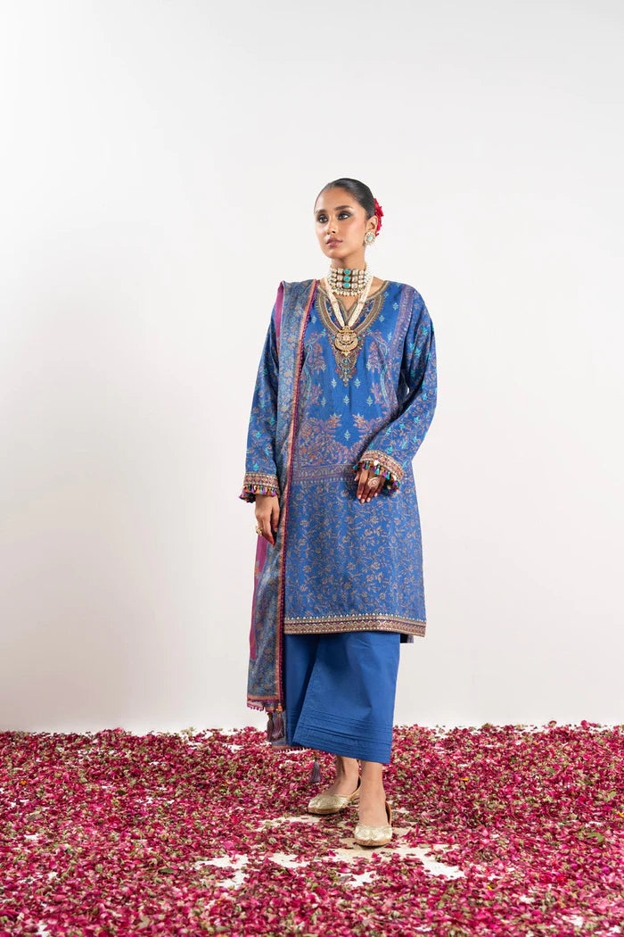 Alkaram | Festive Collection | FC-W-22H-23-3-Royal Blue - Hoorain Designer Wear - Pakistani Designer Clothes for women, in United Kingdom, United states, CA and Australia