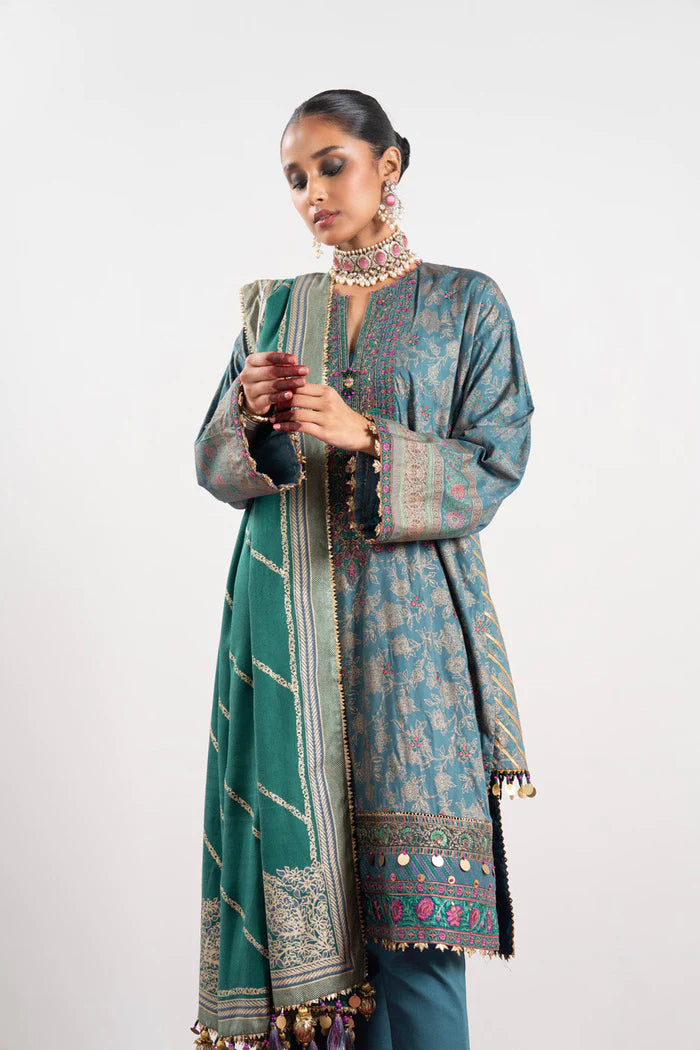 Alkaram | Festive Collection | FC-W-28K-23-3-Bluish Grey - Hoorain Designer Wear - Pakistani Ladies Branded Stitched Clothes in United Kingdom, United states, CA and Australia