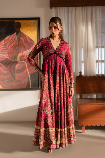 Ammara Khan | Ronaq Luxury Formals | Fuchsia Kalidar Peshwas (D-05)