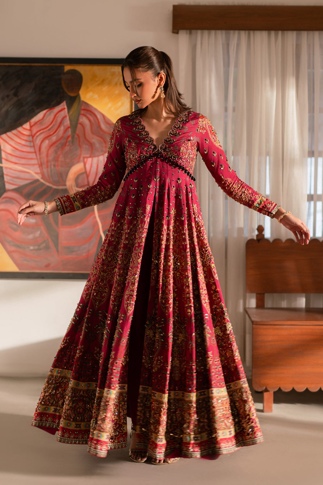 Ammara Khan | Ronaq Luxury Formals | Fuchsia Kalidar Peshwas (D-05)