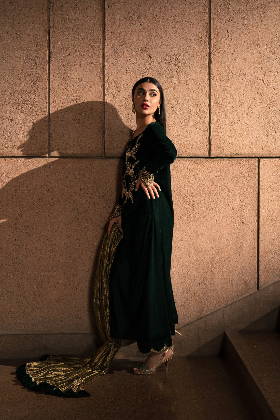 Ammara Khan | Rendezvous Velvet | Emerald Jewel of the East Velvet Set (D-04)