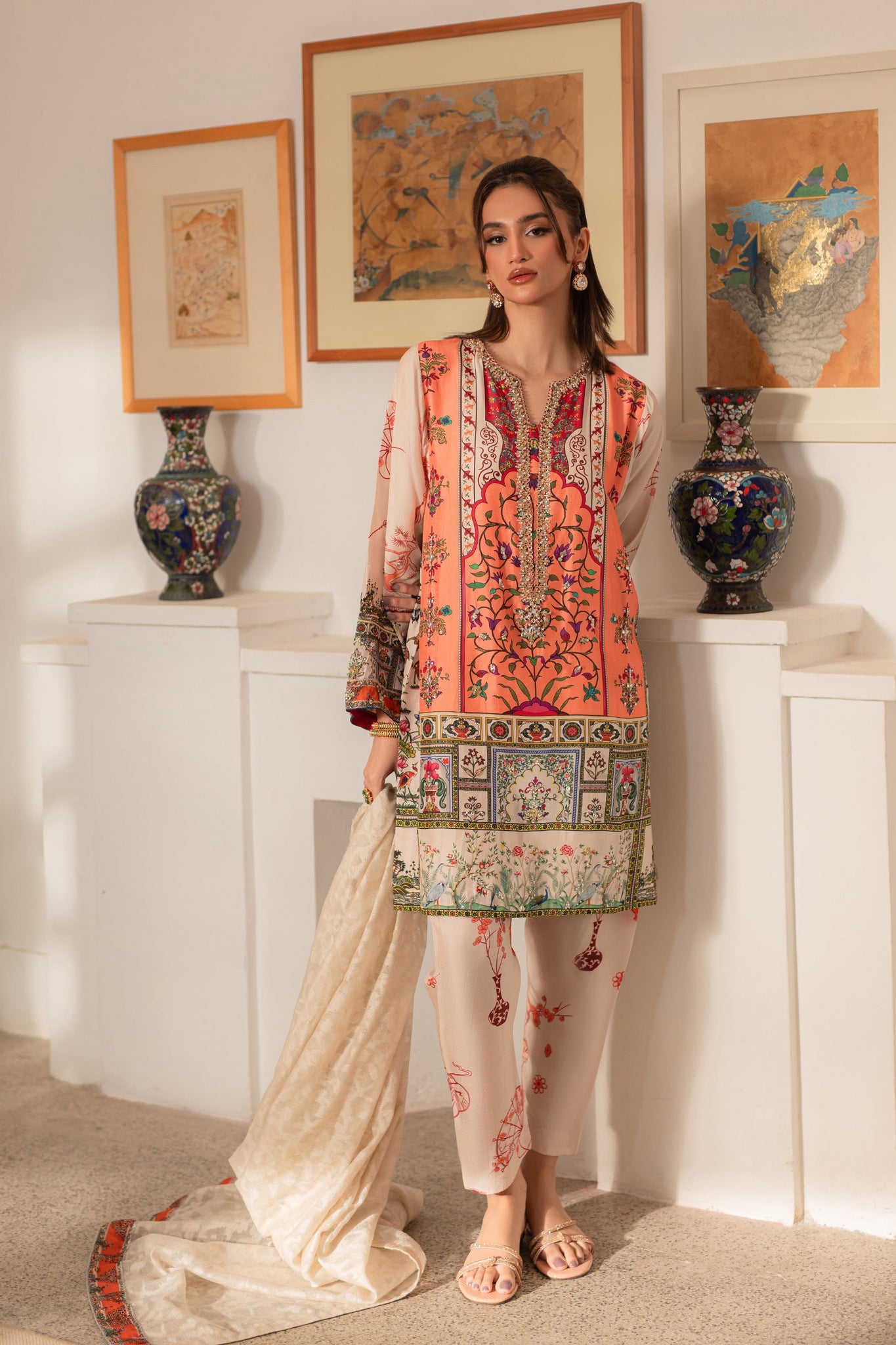 Ammara Khan | Ronaq Luxury Formals | Modern Mughal Kurta Shalwar Set (D-02)