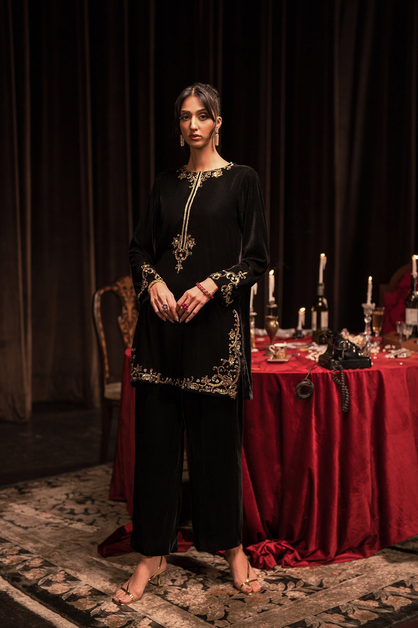 Ammara Khan | Rendezvous Velvet | Mukesh Black Set (D-02)