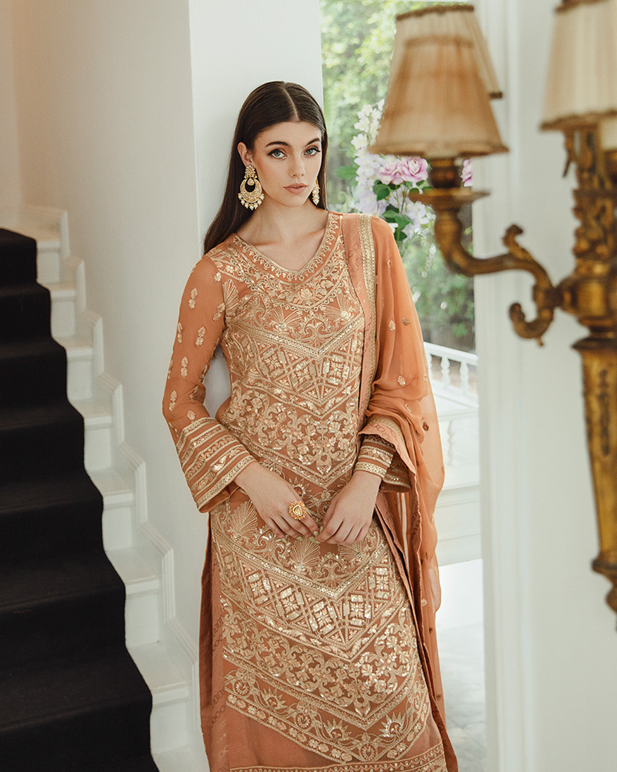 Maryum n Maria | Freesia Ariya Formals |  SW23-505 - Rosy Brown - Parisa - Pakistani Clothes for women, in United Kingdom and United States