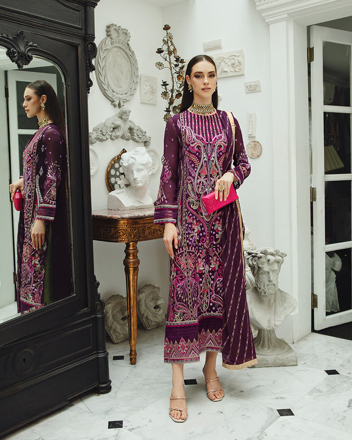 Maryum n Maria | Freesia Ariya Formals | SW23-502 - PLUM - Roshan - Pakistani Clothes for women, in United Kingdom and United States