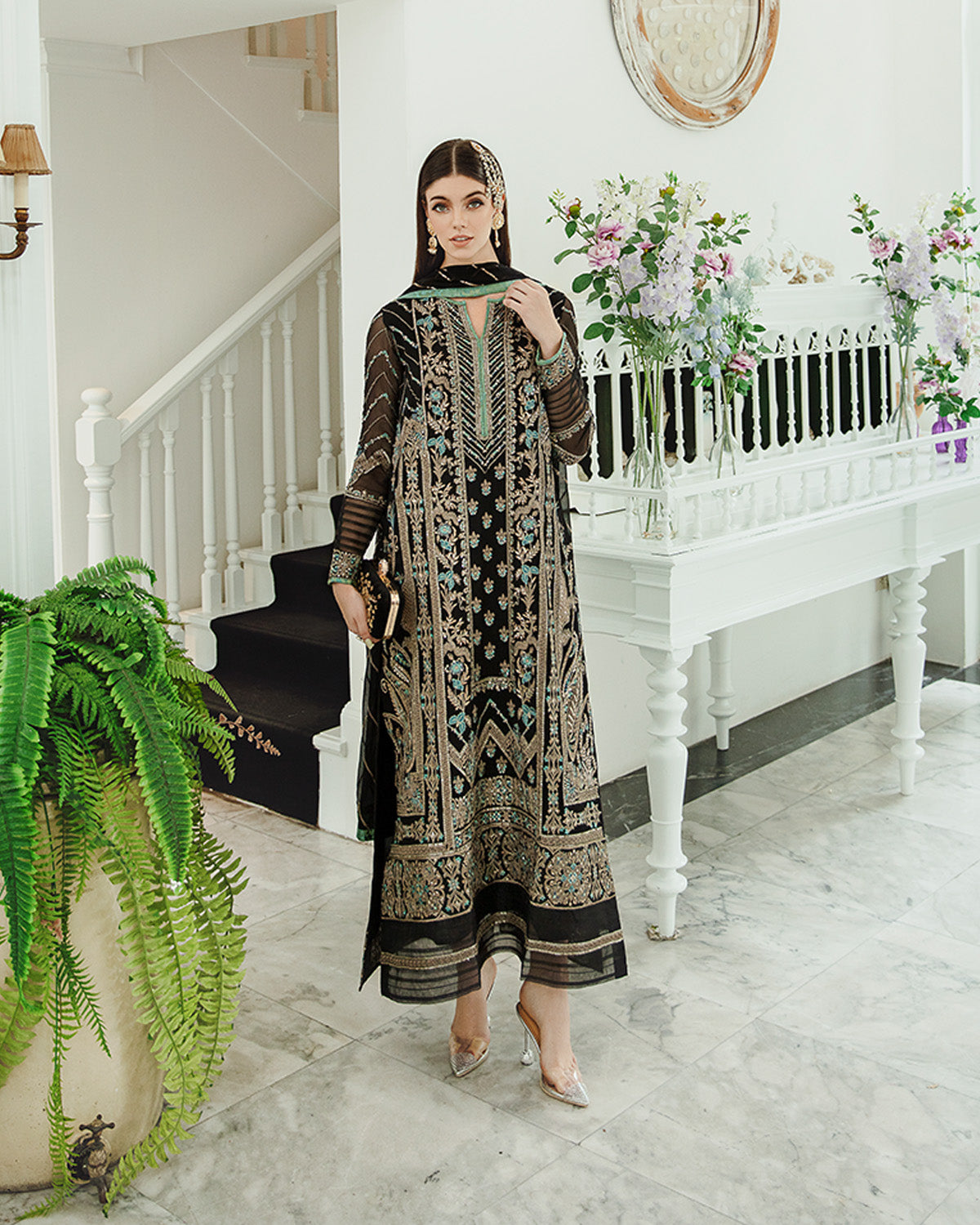 Maryum n Maria | Freesia Ariya Formals |  SW23-507 - Black - Iman - Pakistani Clothes for women, in United Kingdom and United States