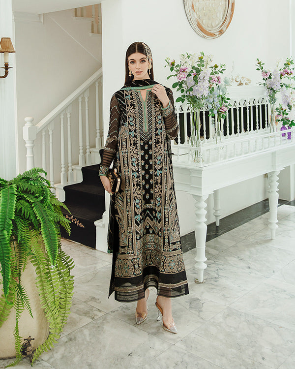Maryum n Maria | Freesia Ariya Formals |  SW23-507 - Black - Iman - Hoorain Designer Wear - Pakistani Designer Clothes for women, in United Kingdom, United states, CA and Australia