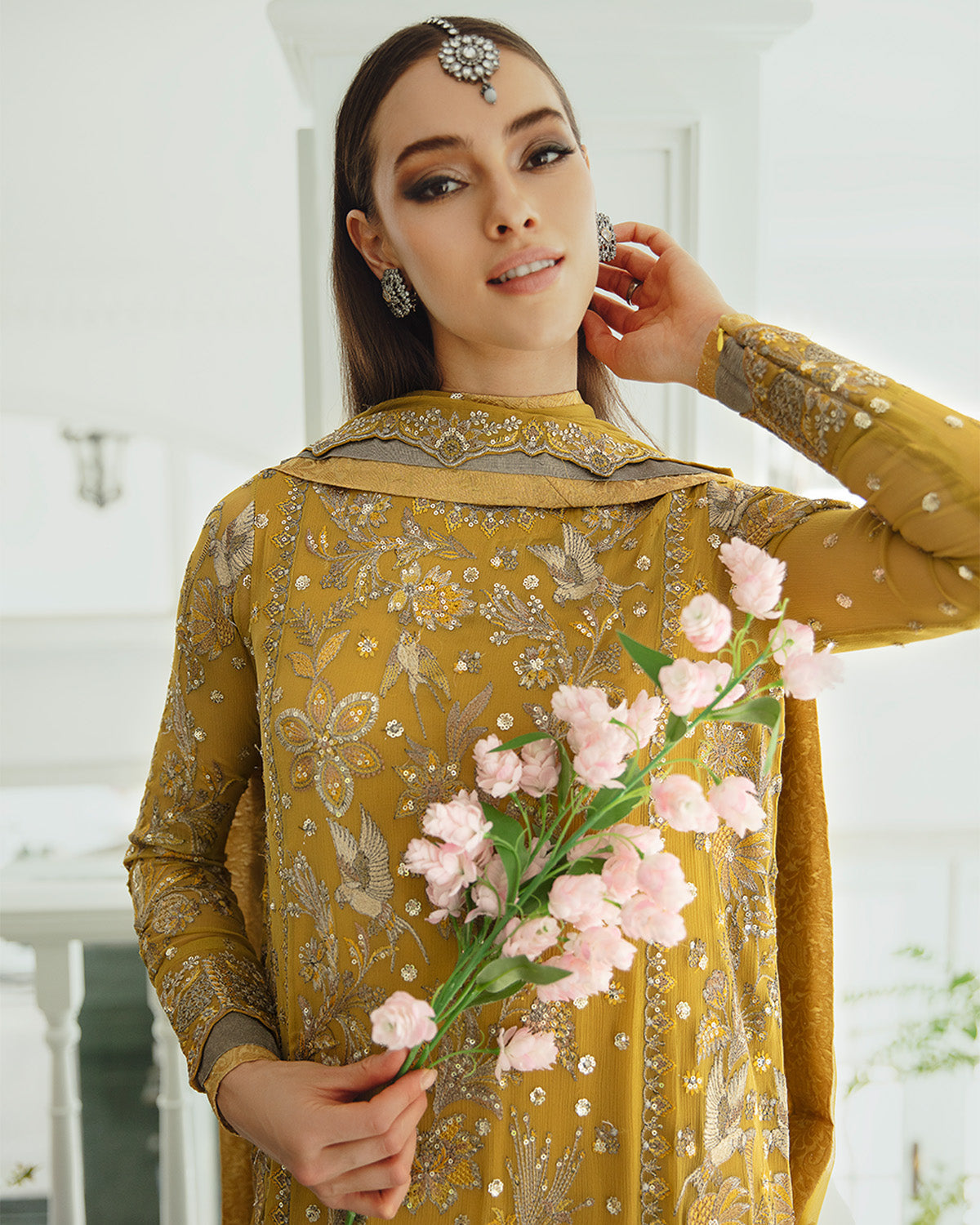 Maryum n Maria | Freesia Ariya Formals | SW23-510 - Ocher - Laleh - Pakistani Clothes for women, in United Kingdom and United States