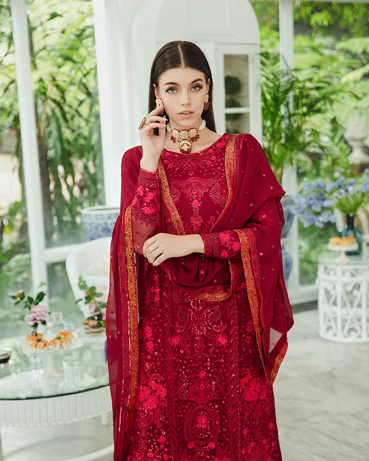 Maryum n Maria | Freesia Ariya Formals | SW23-506 - Crimson - Shadi - Pakistani Clothes for women, in United Kingdom and United States