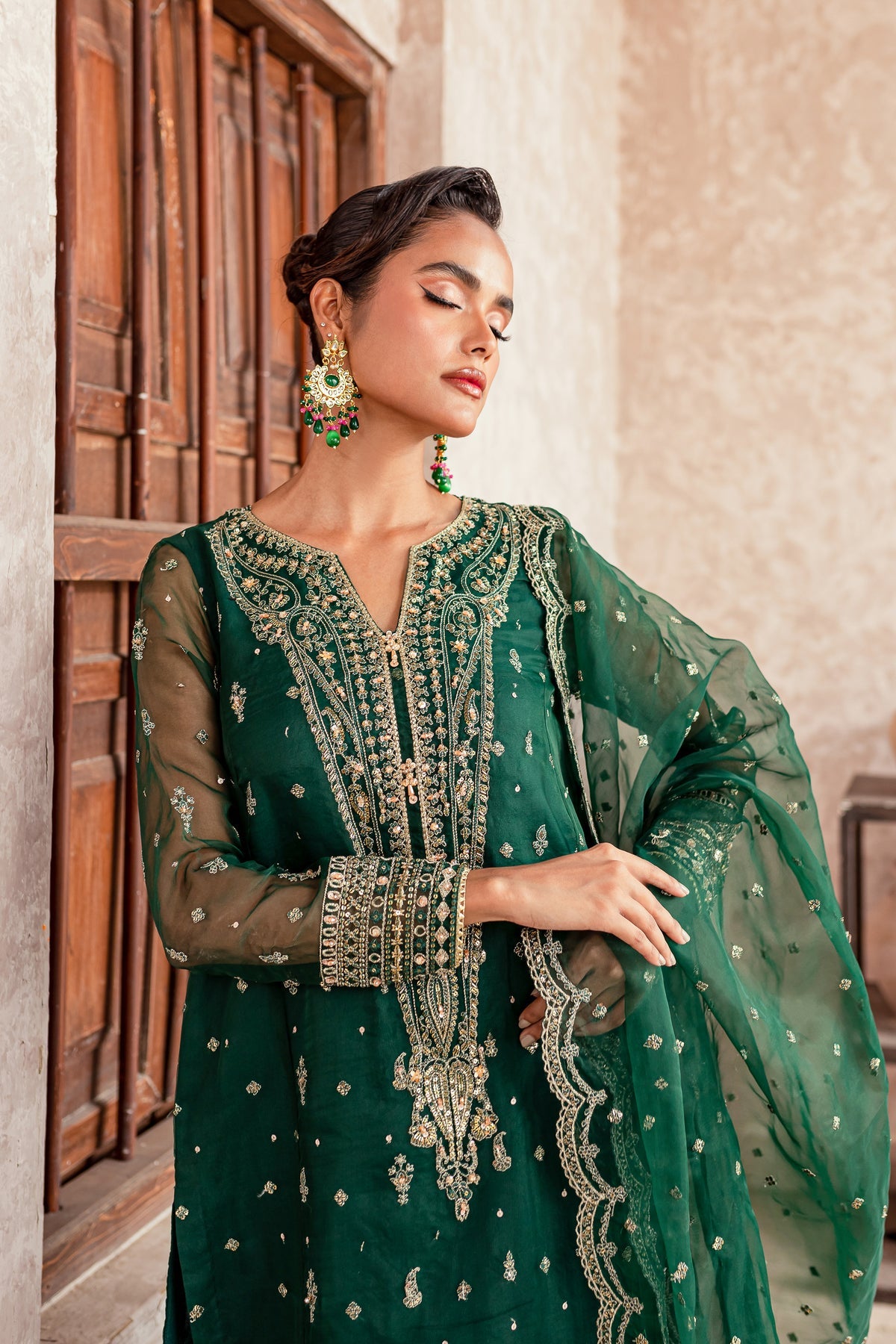 Batik | Desire Formal Dresses | Pine Green - Pakistani Clothes for women, in United Kingdom and United States