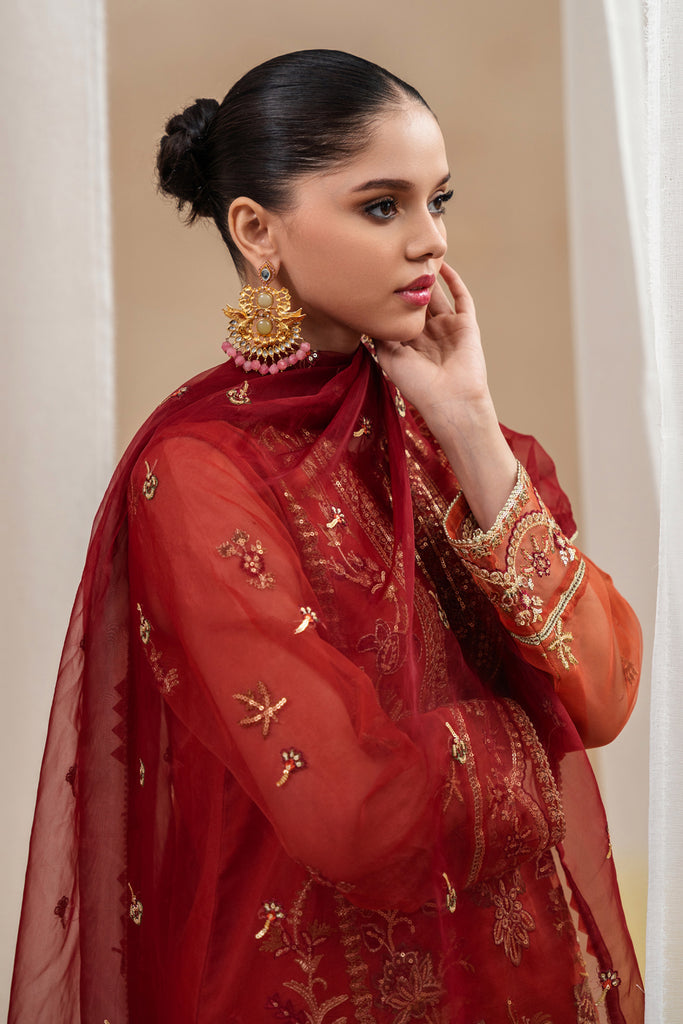 Beechtree | Luxe S’24 | TANGERINE ROUGE - Hoorain Designer Wear - Pakistani Ladies Branded Stitched Clothes in United Kingdom, United states, CA and Australia
