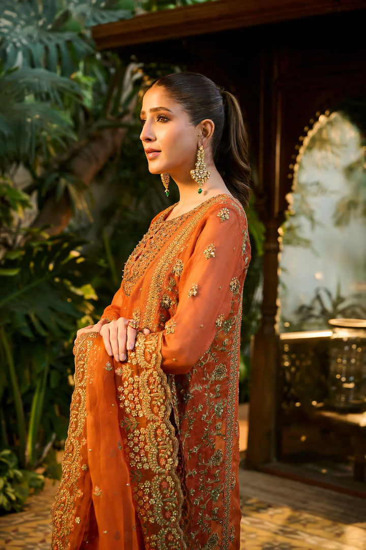 Dhanak | Bridal Couture | HF-3001 RUST - Hoorain Designer Wear - Pakistani Ladies Branded Stitched Clothes in United Kingdom, United states, CA and Australia