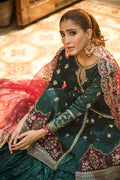 Dhanak | Bridal Couture | HF-3008 DARK GREEN - Pakistani Clothes for women, in United Kingdom and United States