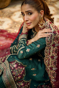 Dhanak | Bridal Couture | HF-3008 DARK GREEN - Pakistani Clothes for women, in United Kingdom and United States