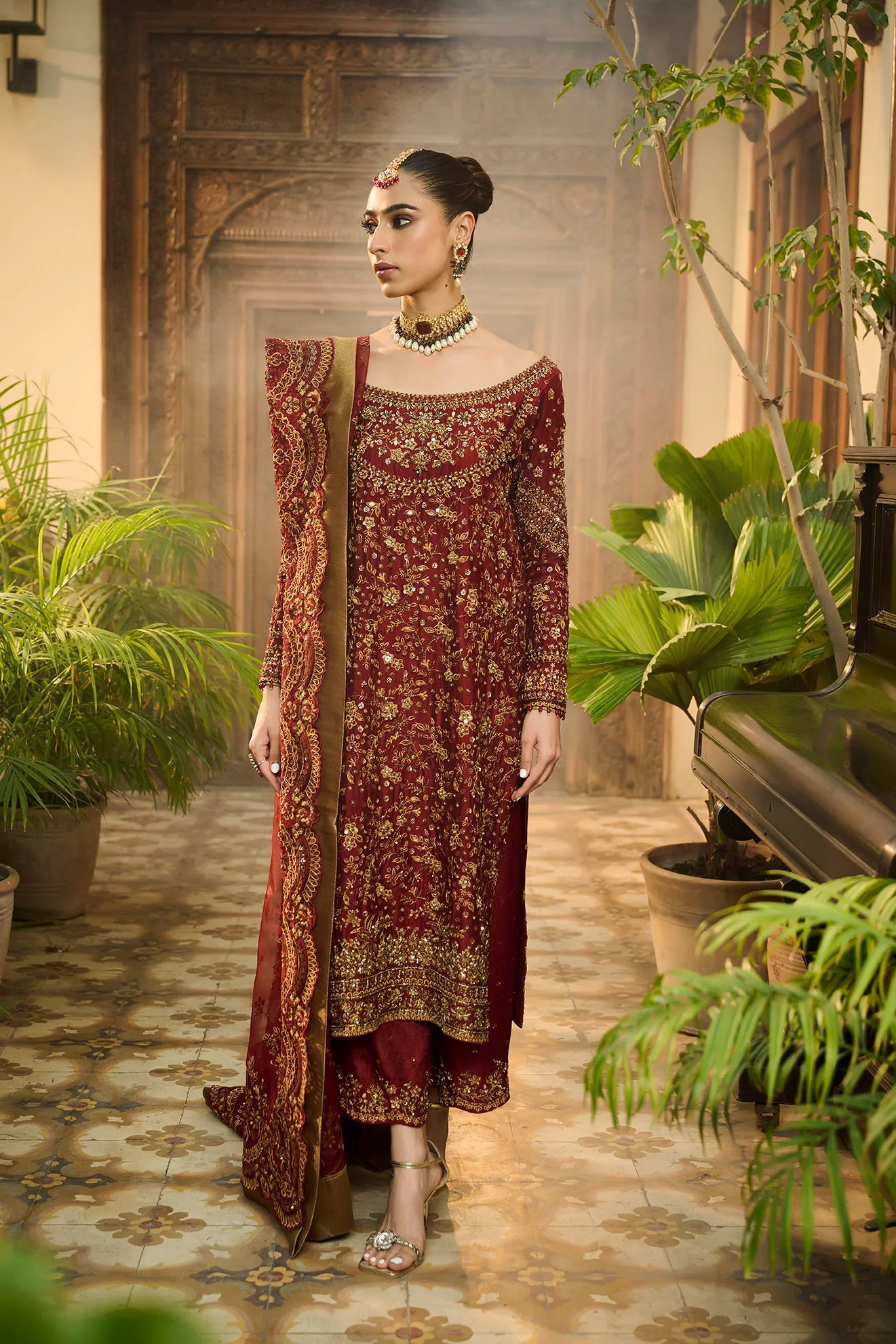 Dhanak | Bridal Couture | HF-3009 RED - Pakistani Clothes for women, in United Kingdom and United States