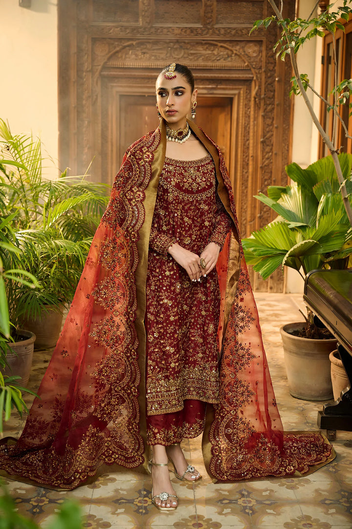 Dhanak | Bridal Couture | HF-3009 RED - Hoorain Designer Wear - Pakistani Ladies Branded Stitched Clothes in United Kingdom, United states, CA and Australia